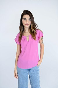 BLUSA ROSA MANGA CURTA ESTIME