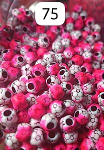 Miçanga do Lek - Bola de Futebol Rosa/Branco