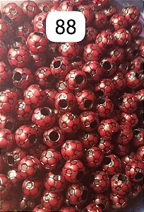 Miçanga do Lek - Bola de futebol Vermelho Brilhante