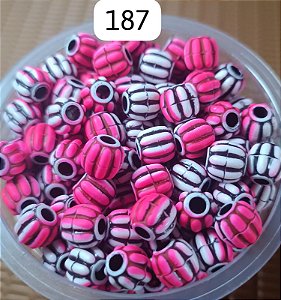 Miçanga do Lek - Pitanga Rosa/branco