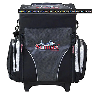 Bolsa De Pesca Sumax SM 11098 Com Alça E Rodinhas Com Porta Isca E Carretilha