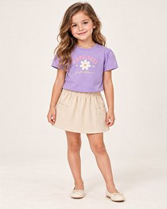 Conjunto de Flor Infantil Malwee – Blusa e Short-Saia