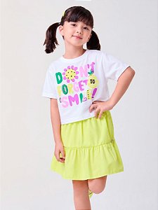 Conjunto Infantil Feminino Bimbi Amarelo Don't Forget to Smile