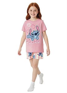 Pijama Infantil Feminino Malwee Disney Stitch Brilha no Escuro