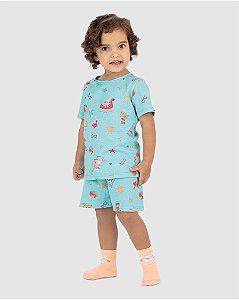 Pijama Infantil Feminino Malwee Estampa Tropical Brilha no Escuro