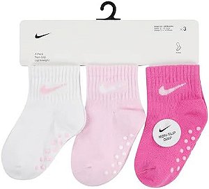 Kit Meias Baby Antiderrapante Nike com Três Pares