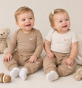 Kit Três Peças Nike Unissex Bodys e Calça Algodão