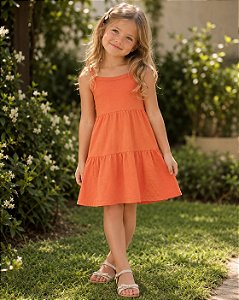 Vestido Infantil Feminino Malwee Três Marias Pêssego e Preto