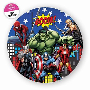 Painel De Festa VINGADORES redondo, em Tecido Premium 3D!!