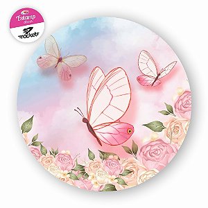 Painel BORBOLETAS JARDIM ENCANTADO,  Redondo Microfibra Premium 150x150 C/ elástico, Premium!!
