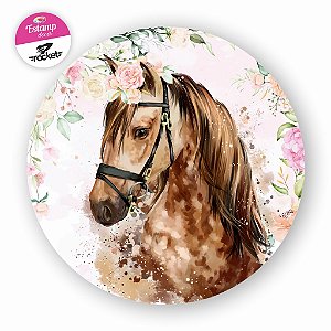 Painel CAVALO AQUARELA,  Redondo Microfibra Premium 150x150 C/ elástico, Premium!!