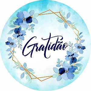 Painel Gratidão Floral Azul  Microfibra Premium 150x150 C/ elástico!