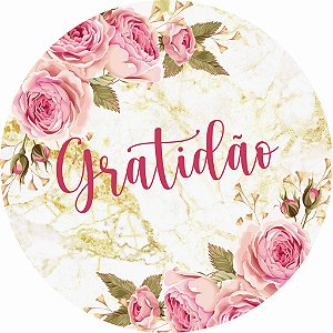 Painel Gratidão Floral,  Redondo Microfibra Premium 150x150 C/ elástico, Premium!!