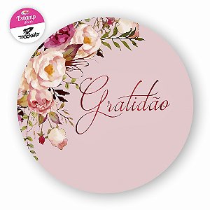 Painel GRATIDÃO ROSA,  Redondo Microfibra Premium 150x150 C/ elástico, Premium!!