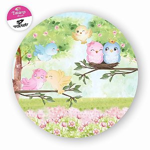 Painel PASSARINHOS CUTE,  Redondo Microfibra Premium 150x150 C/ elástico, Premium!!