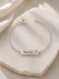 Pulseira personalizada chapa anjo com coração vazado