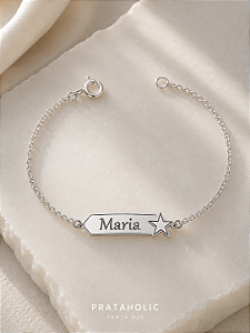 Pulseira personalizada chapa estrela gravada vazada