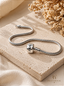 Pulseira berloque inspiração Pandora tambor liso