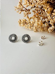 Brinco inspiração Pandora círculo cravejado