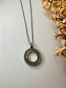 Colar inspiração Pandora círculo duplo cravejado