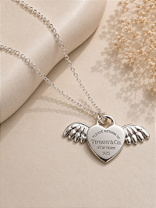 Colar inspiração Tiffany coração com asas