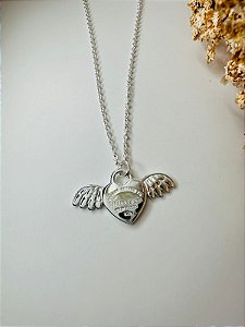Colar inspiração Tiffany coração com asas