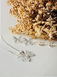 Conjunto borboleta cravejada
