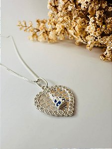 Colar Nossa Senhora coração cravejado