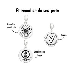 Berloque personalizado medalha redonda