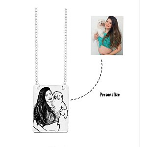 Colar personalizado retangular com foto