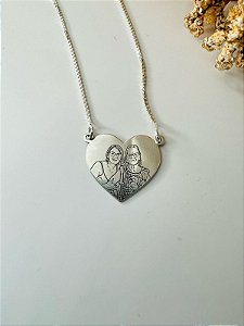 Colar personalizado coração com foto