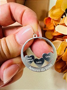 Pingente personalizado aro e corações
