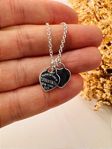 Colar inspiração Tiffany 2 corações lisos