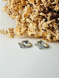 Brinco inspiração Pandora argola coração cravejado