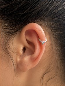 Piercing hélix 3 pedras coloridas