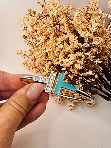 Bracelete inspiração Tiffany cravejado regulável