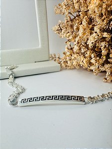 Pulseira masculina plaquinha resina preta