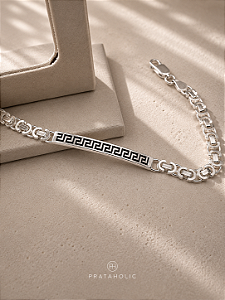 Pulseira masculina plaquinha resina preta