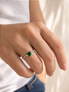 Anel inspiração Pandora You and Me verde