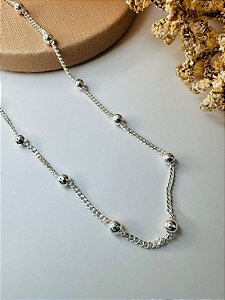 Colar groumet com bolas 3mm