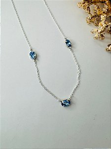 Colar cristais Austríacos azul oval