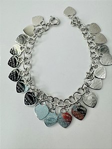 Pulseira inspiração Tiffany elos com 20 corações