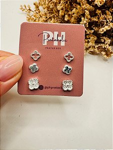 Brinco trio inspiração trevo