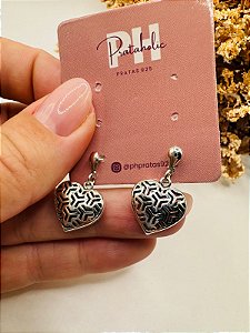 Brinco coração pendurado envelhecido