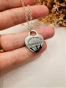 Colar inspiração Tiffany coração splash preto