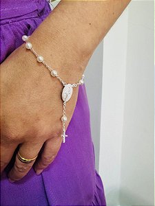 Pulseira terço pérolas