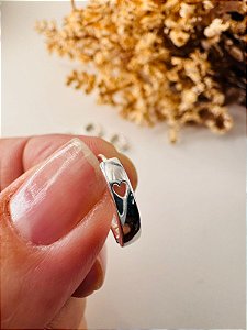 Brinco trio argola lisa coração vazado