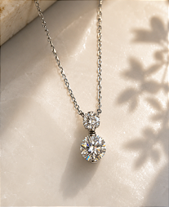Colar Moissanite 2 pedras