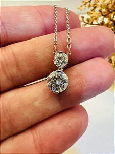 Colar Moissanite 2 pedras