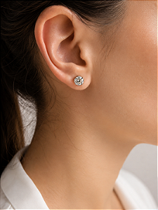 Brinco Moissanite ponto de luz facetado cristal 6mm